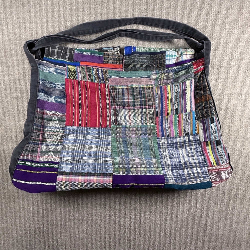 Bohemian Patchwork Hobo Bag Multicolored Woven Textile Slouchy Shoulder Bag LG
